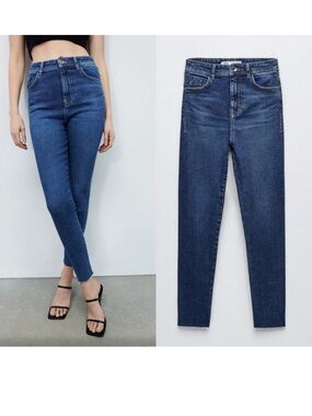 Zara Dark Blue High-Rise Skinny Jeans